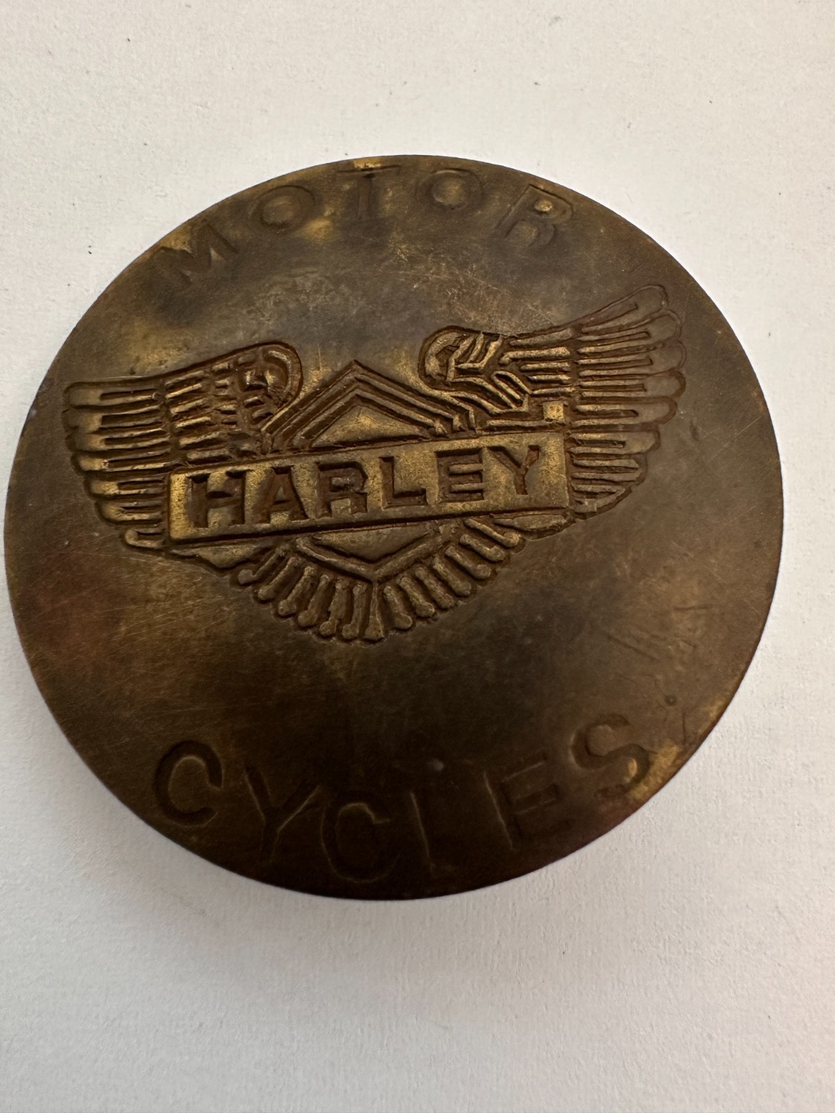 Vintage Brass Harley Davidson Motor Cycles Wings Pin - RARE - Used