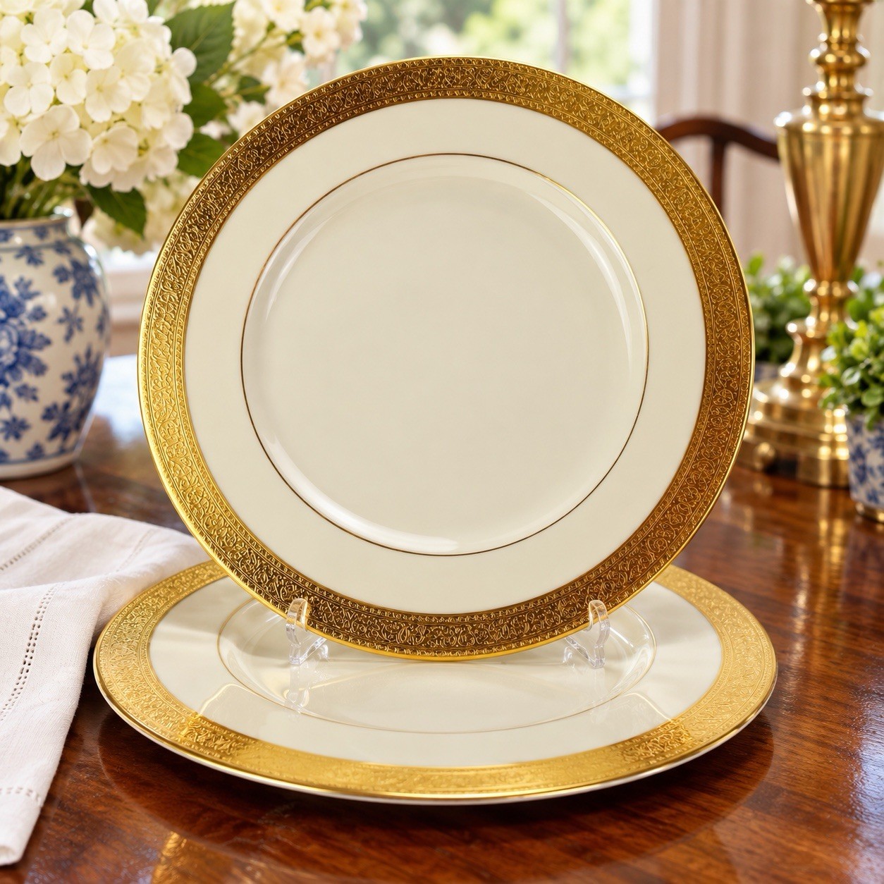 Lenox Westchester Ivory China Dinner Plates 10 1/2\