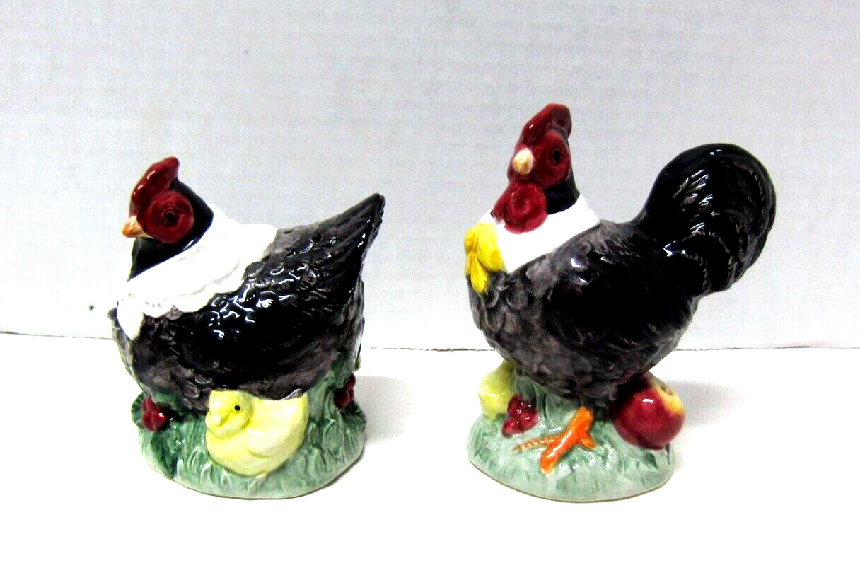 Fitz and Floyd Salt & Pepper Shakers Chicken Rooster Hen Country Vintage 1993