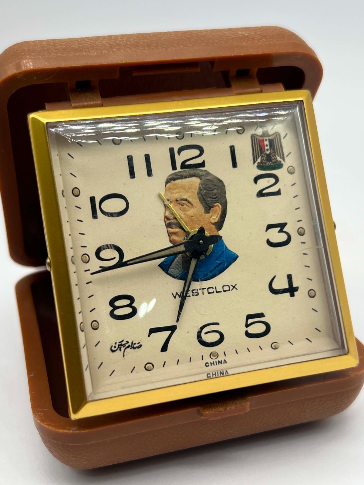 Vintage Saddam Hussein Travel Alarm Clock Westclox Rare Collectible Iraqi