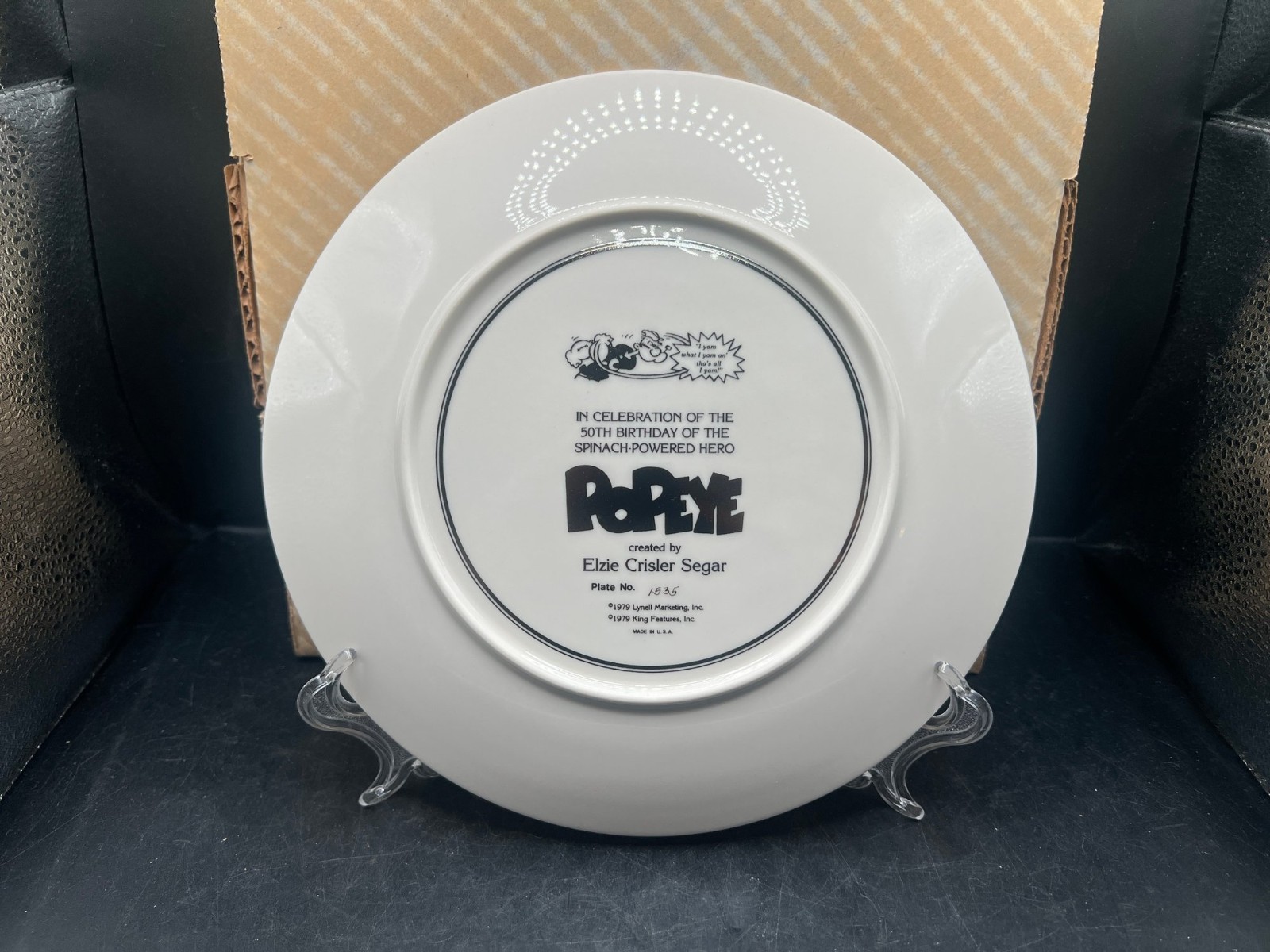 Happy 50th Birthday Popeye Collectible Plate 1979  #1535 NIB /coa