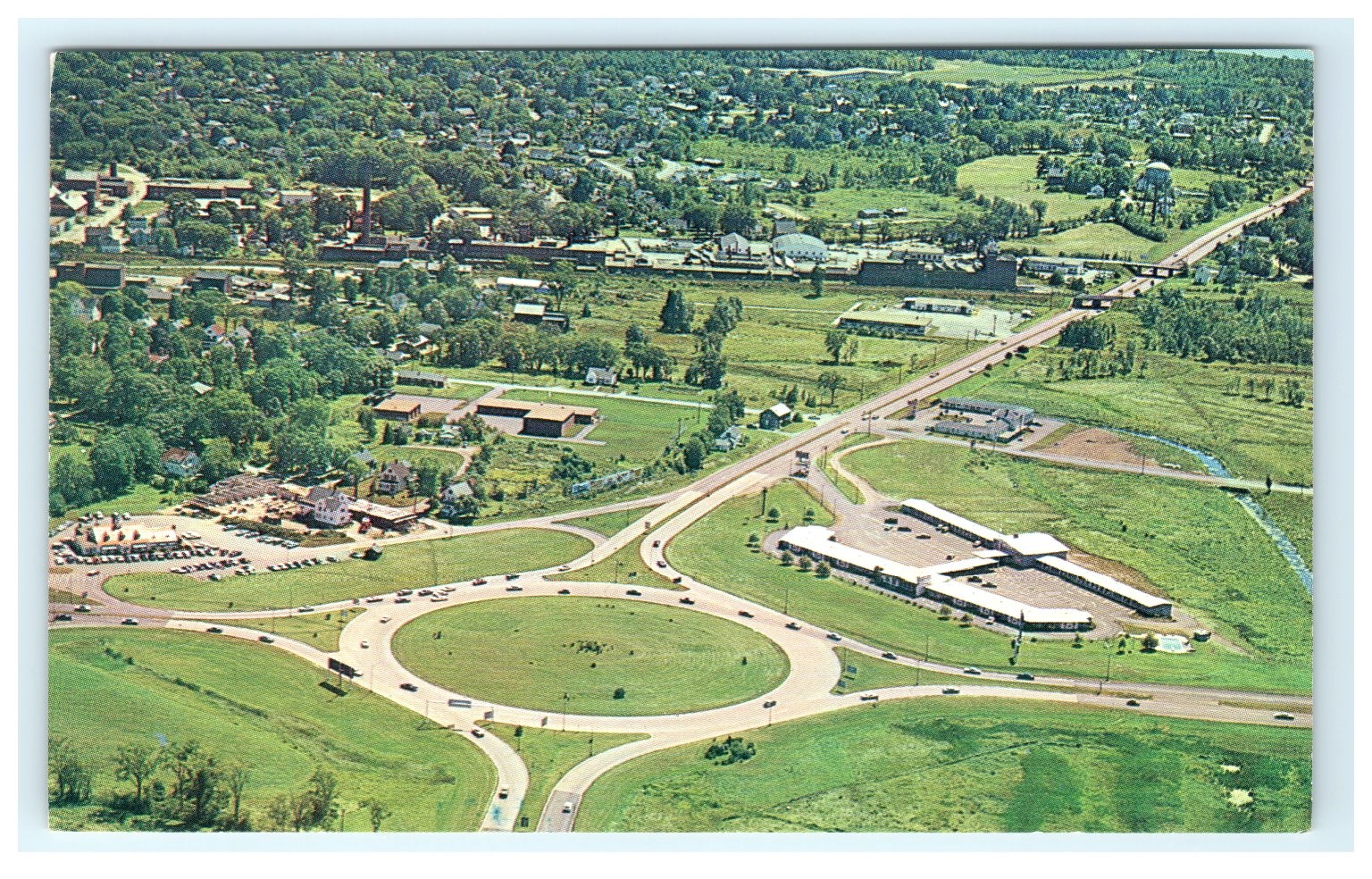 Portsmouth NH Rotary Aerial View US Route 1 Plastichrome Postcard