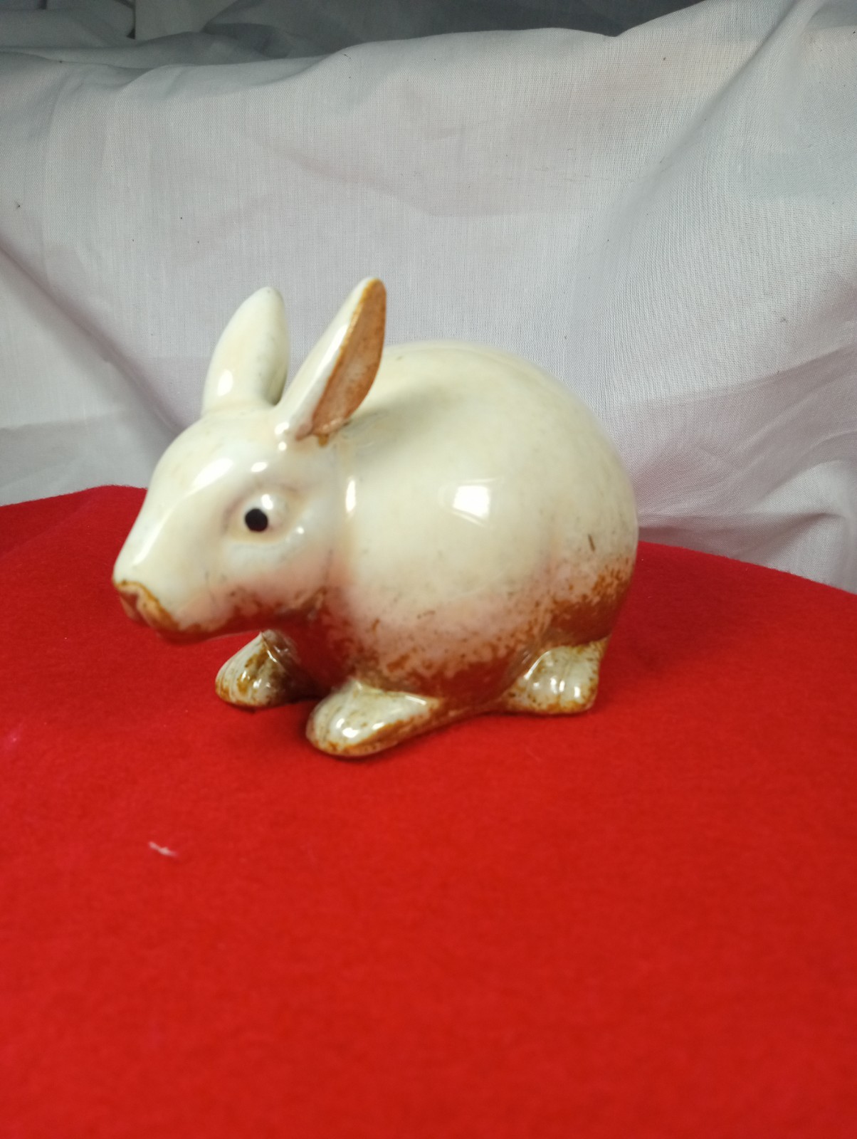 Vintage Adorable Ceramic Bunny Rabbit-copper tail unique  