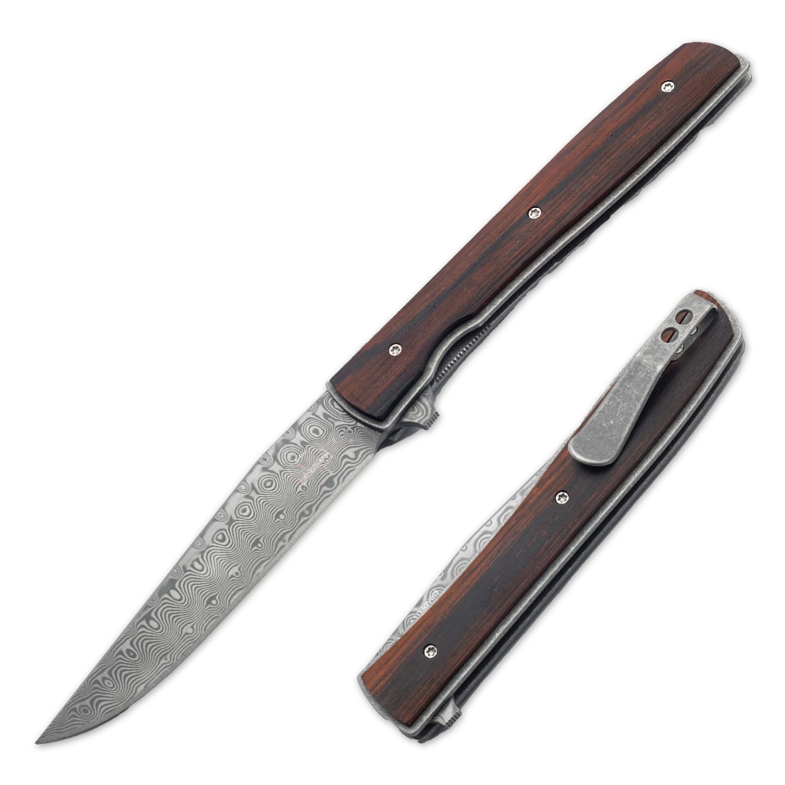 Boker Plus Urban Trapper Cocobolo Damast Damascus Folding Knife 01BO176DAM
