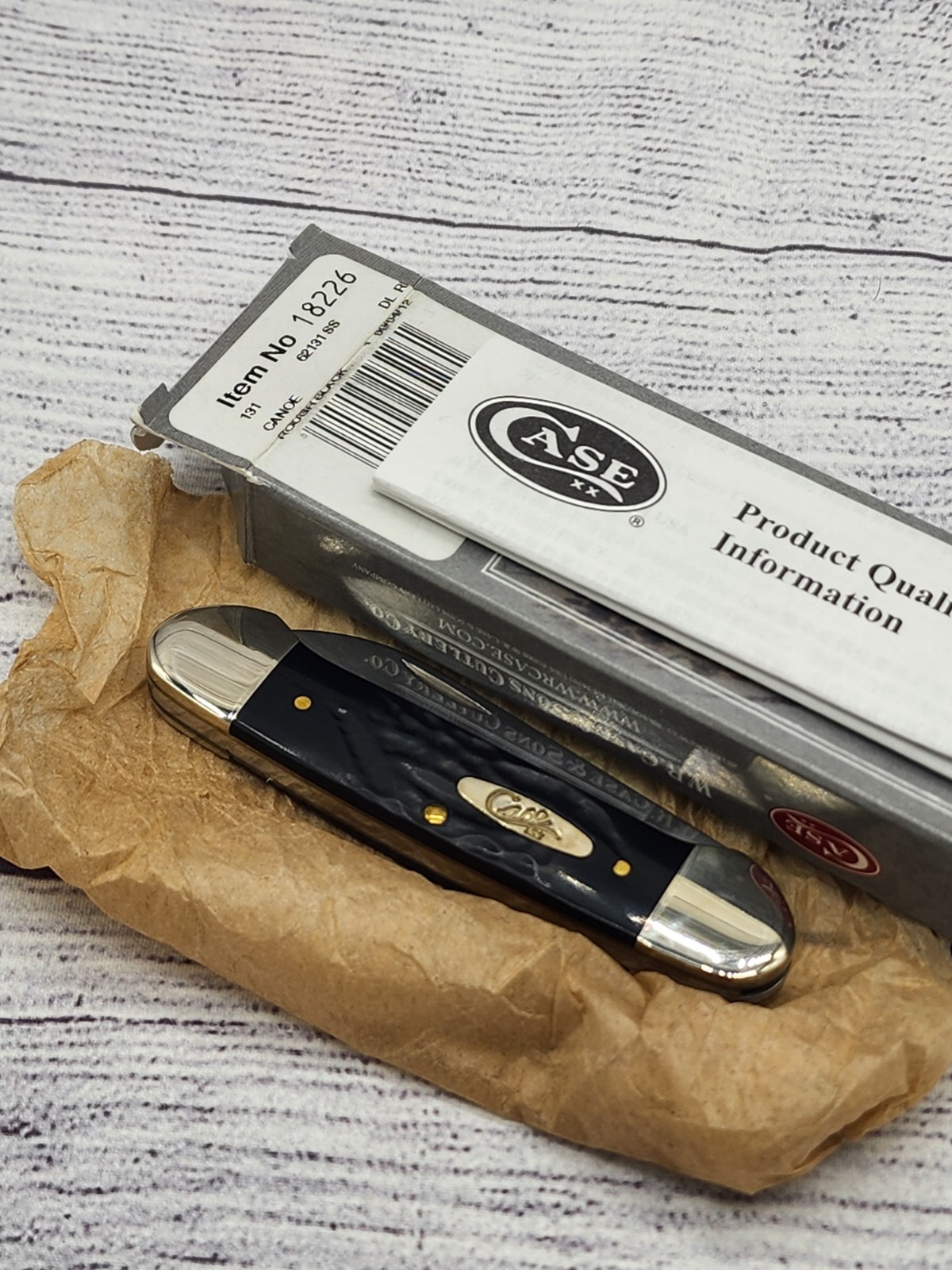 Case XX 62131 SS Black Canoe Pocket Knife Item 18226 w/ Box & Papers Case XX 62131 SS Black Canoe Pocket Knife Item 18226 w/ Box & Papers