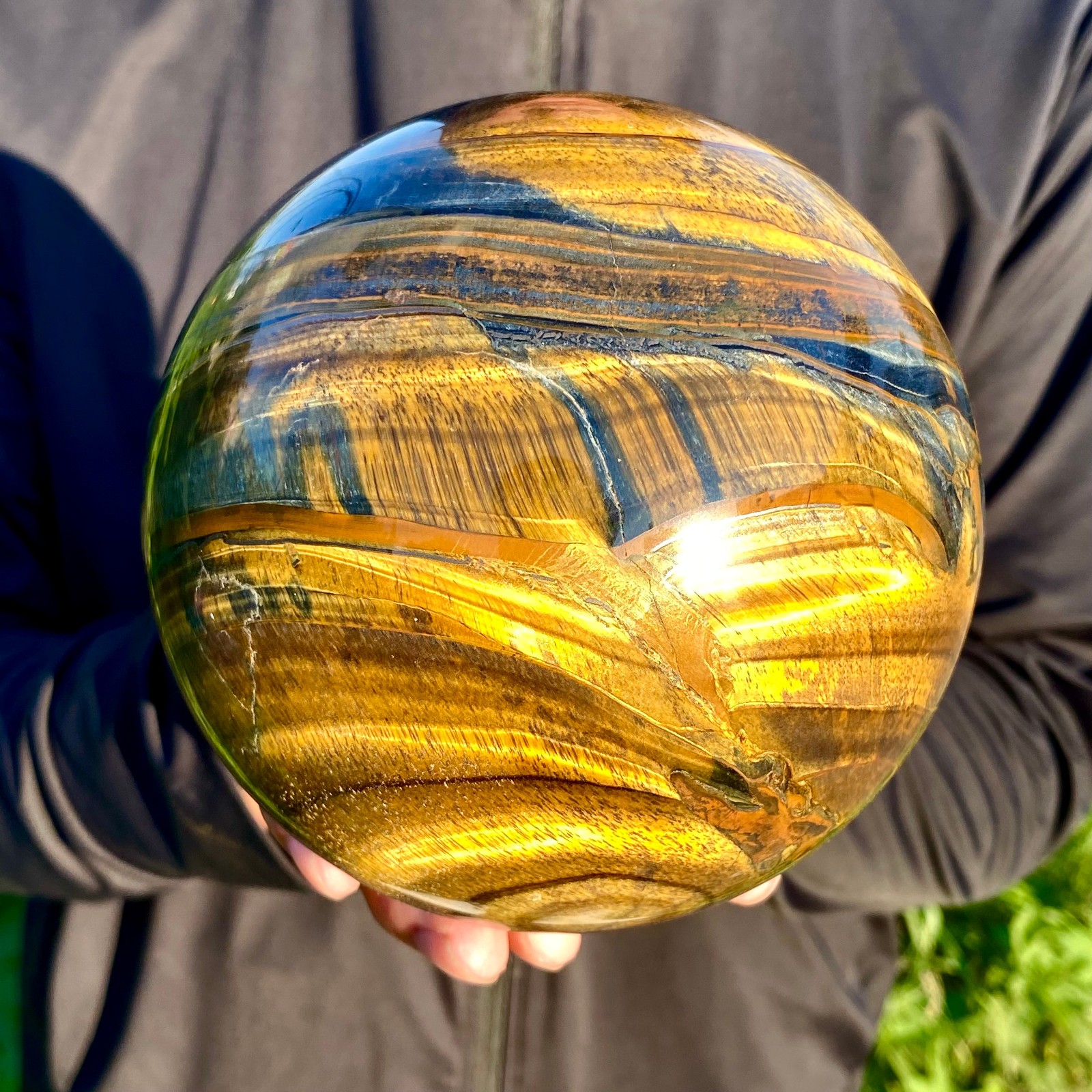 6.7LB Large Natural Tiger Eye Stone Crystal Ball Quartz Healing Sphere Décor