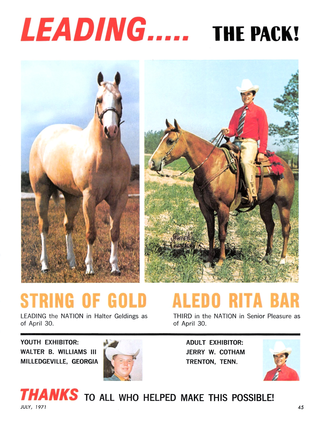 String Of Gold Aledo Rita Bar Milledgeville GA Trenton TN Vtg 1971 Mag Print Ad