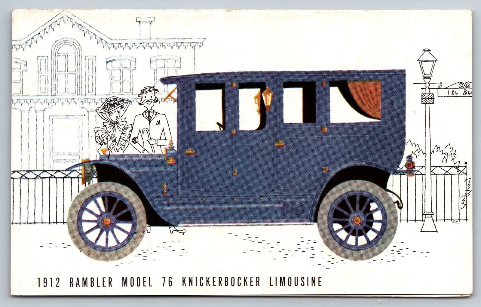 1912 Rambler Model 76 Knickerbocker Limousine Vintage Postcard Automobile 1954