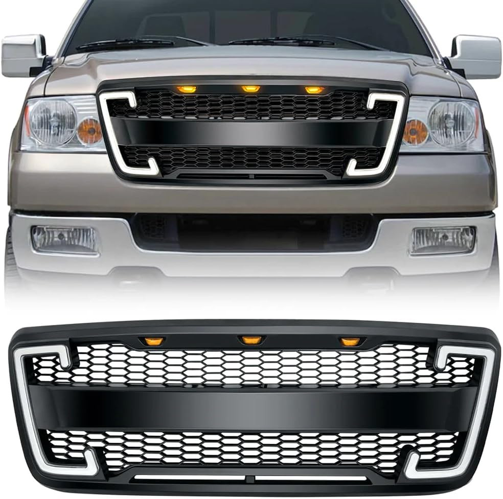 American Modified Raptor Style Grille W/Drl and Turn Signal Compatible with 2004 American Modified Raptor Style Grille W/Drl and Turn Signal Compatible with 2004