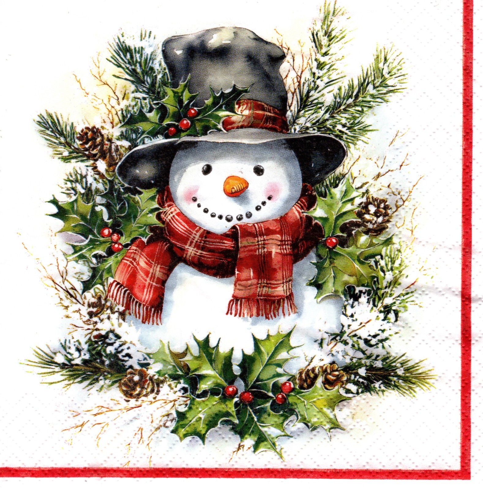 (2) Two Paper Lunch Napkins for Decoupage/Mixed Media - Snogubbe Snowman classic