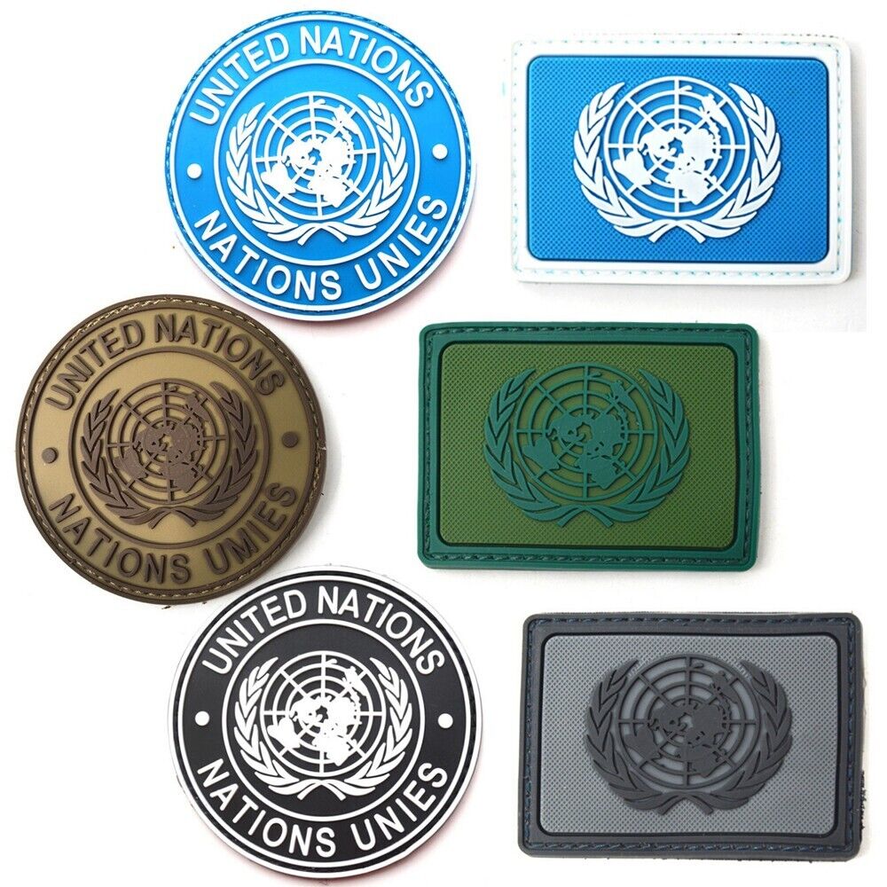 6Pcs 3D Pvc UNITED NATIONS NATIONS UNIES FLAG RUBBER HOOK LOOP PATCH BADGE