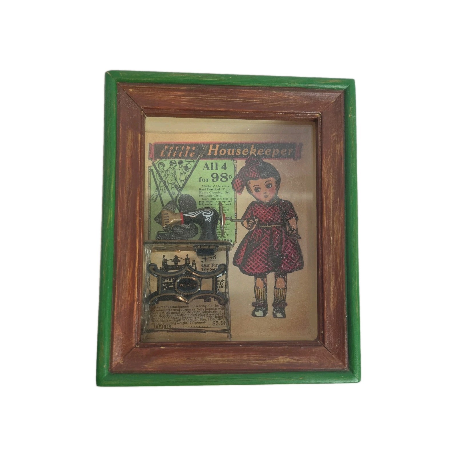 1997 Vandor Vintage Little Housekeeper Shadow Box 3D Metal Sewing Machine