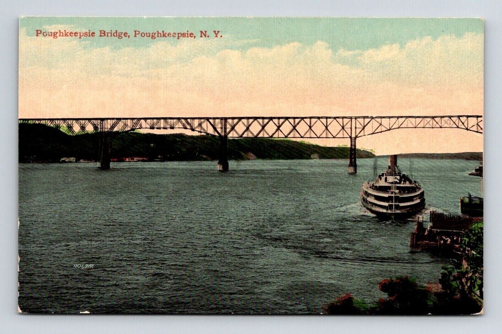Poughkeepsie Bridge NY New York Antique Postcard UNP Unused DB Valentine