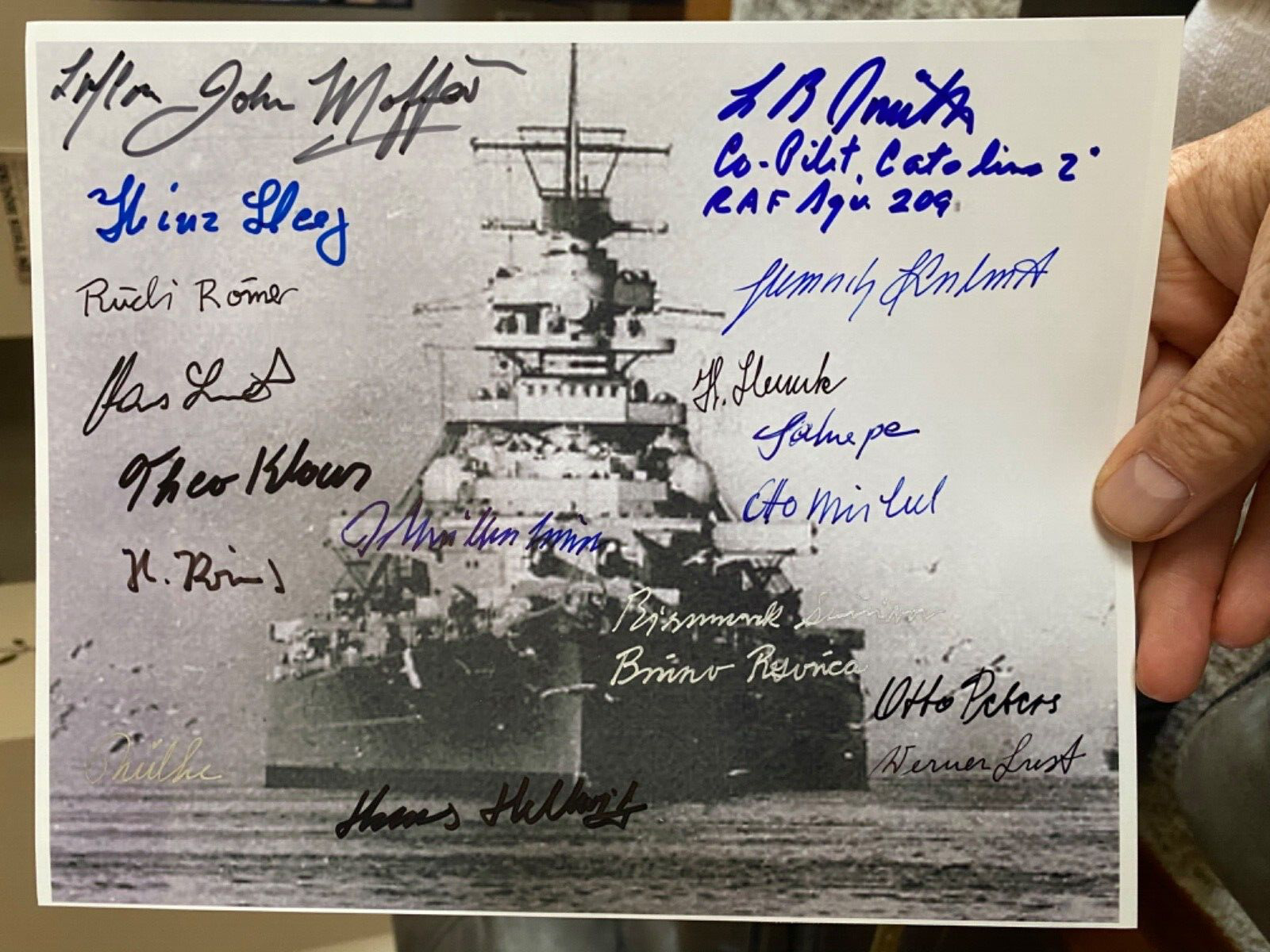 17x BISMARCK 8x10 photo signed-15x Survivors (Rechberg) 2x Catalina/Swordfish