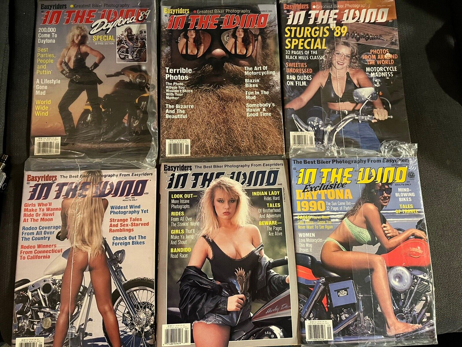 Lot Of 12 Vintage Easyriders “In The Wind” Motorcycle Magazines, 1989-1996
