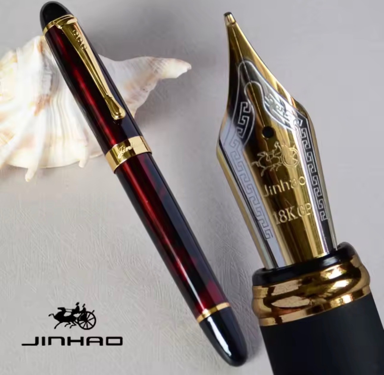 Wingsung 630 Fountain Pen Resin Writing Pen Piston Gold Clip 0.7mm Gift Red