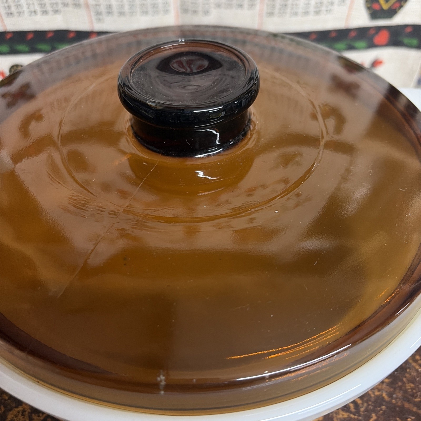 Fire King milk glass 2 qt ribbed casserole with amber lid
