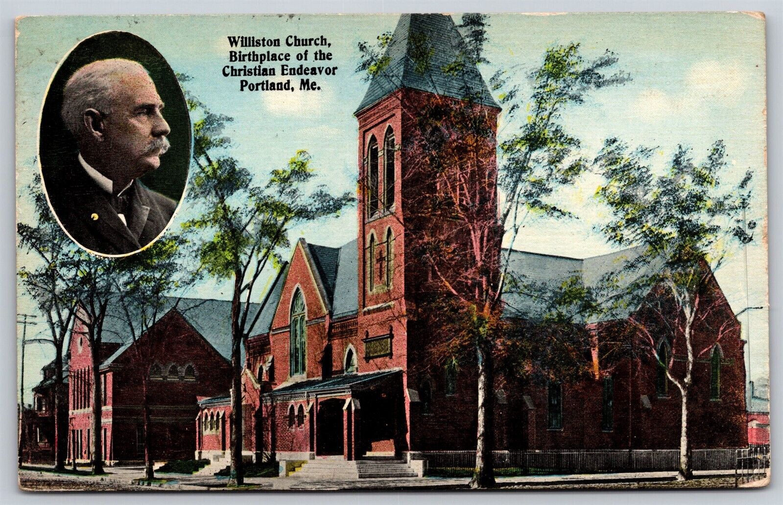 Postcard Williston Church, Birthplace of Christian Endeavor Portland, Maine P195