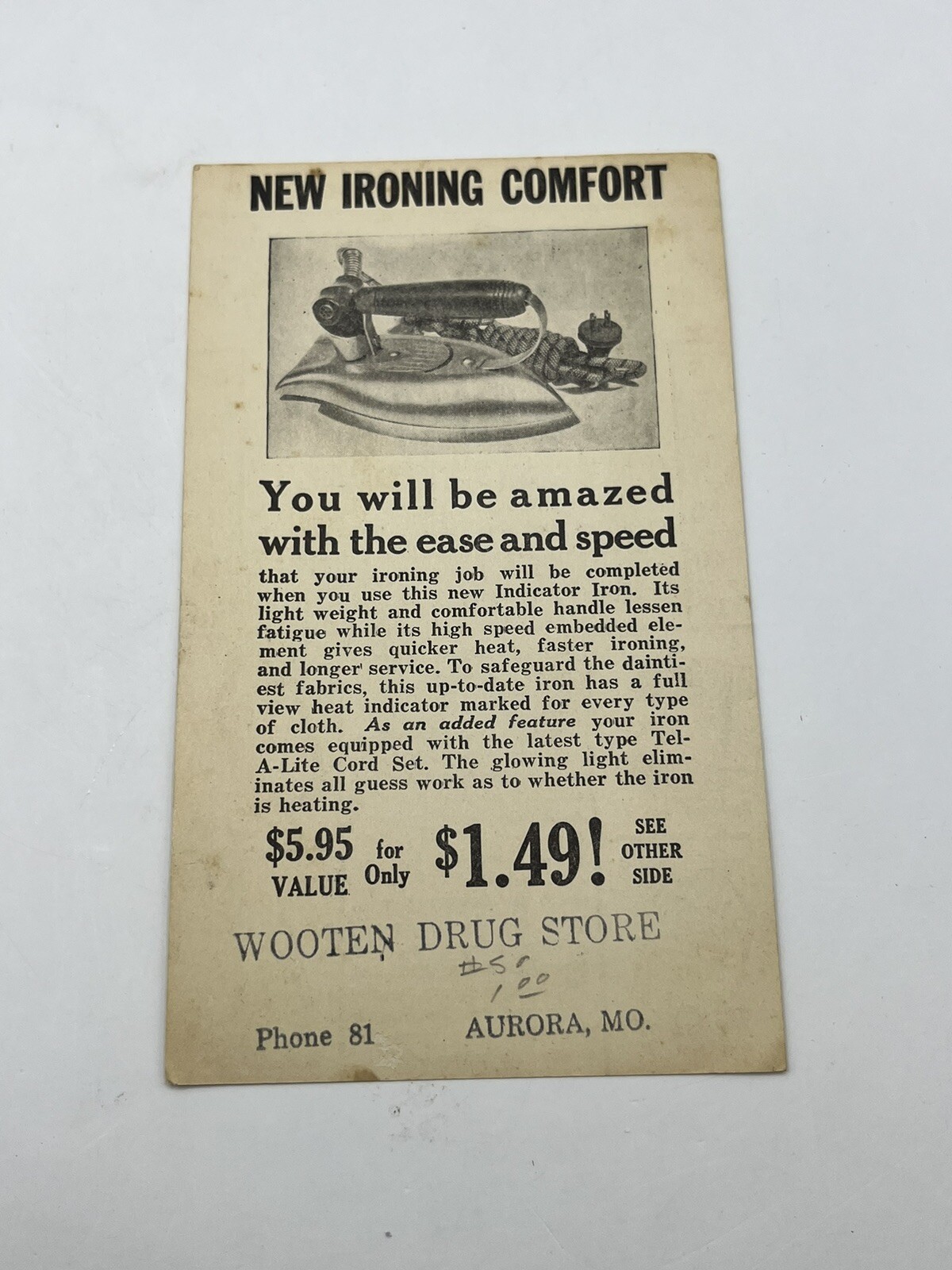 Vintage Ad | Wooten’s Drug Store | Ironing Comfort Ad Vintage Ad | Wooten’s Drug Store | Ironing Comfort Ad