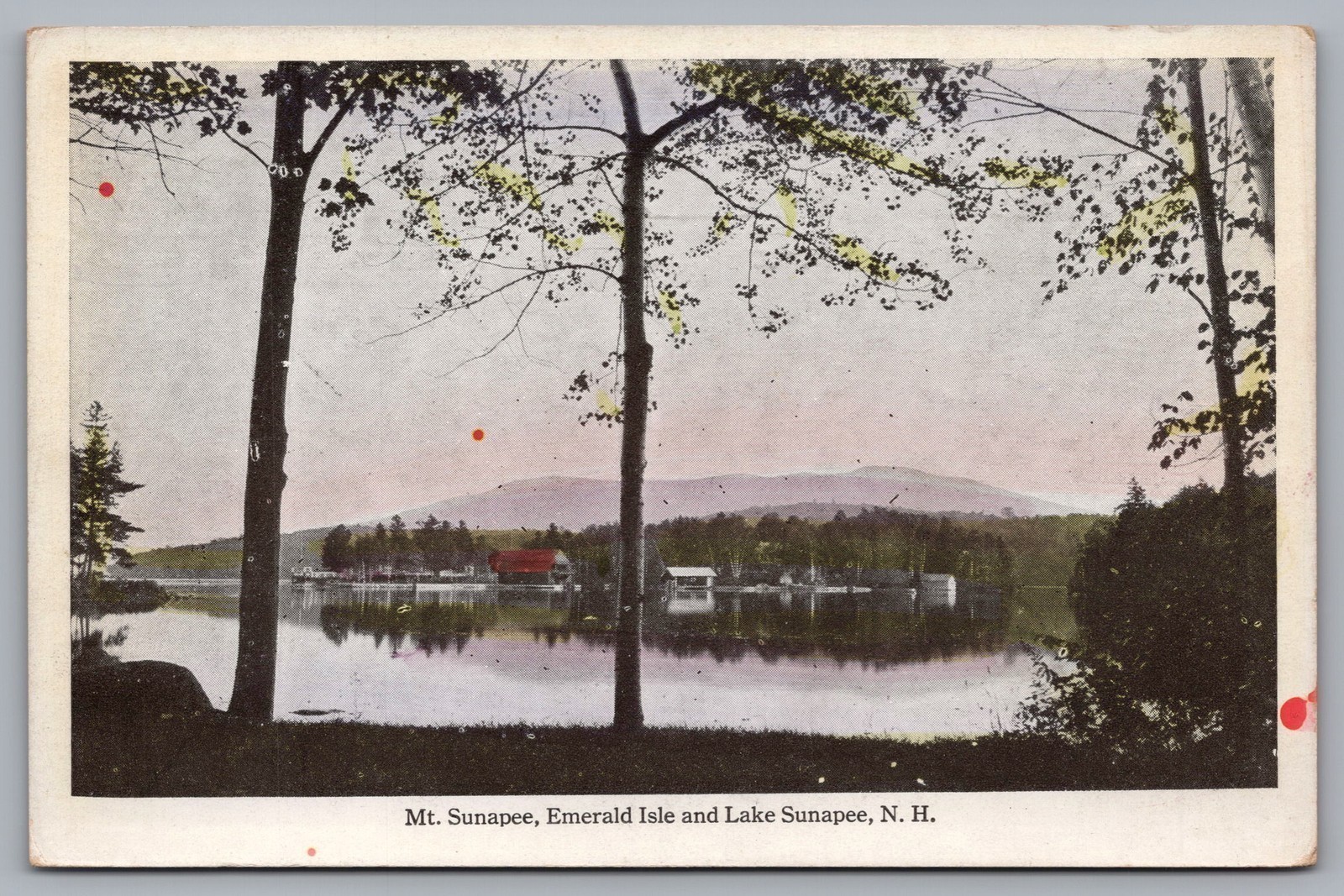 MT Sunapee Emerald Isle And Lake Sunapee NH Vintage Postcard TS-251