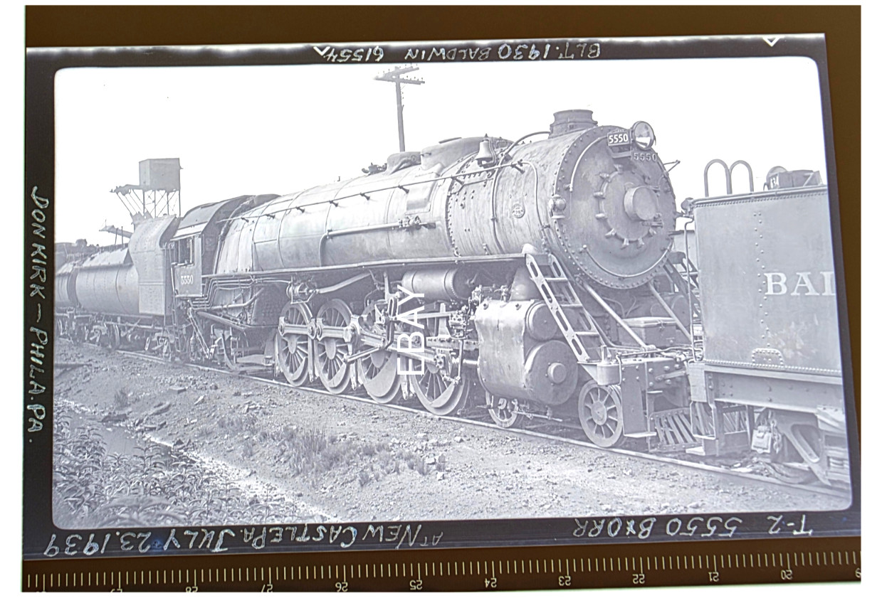 1939 Baltimore & Ohio RR #5550 T-2 4-8-2 Locomotive New Castle PA Photo Negative