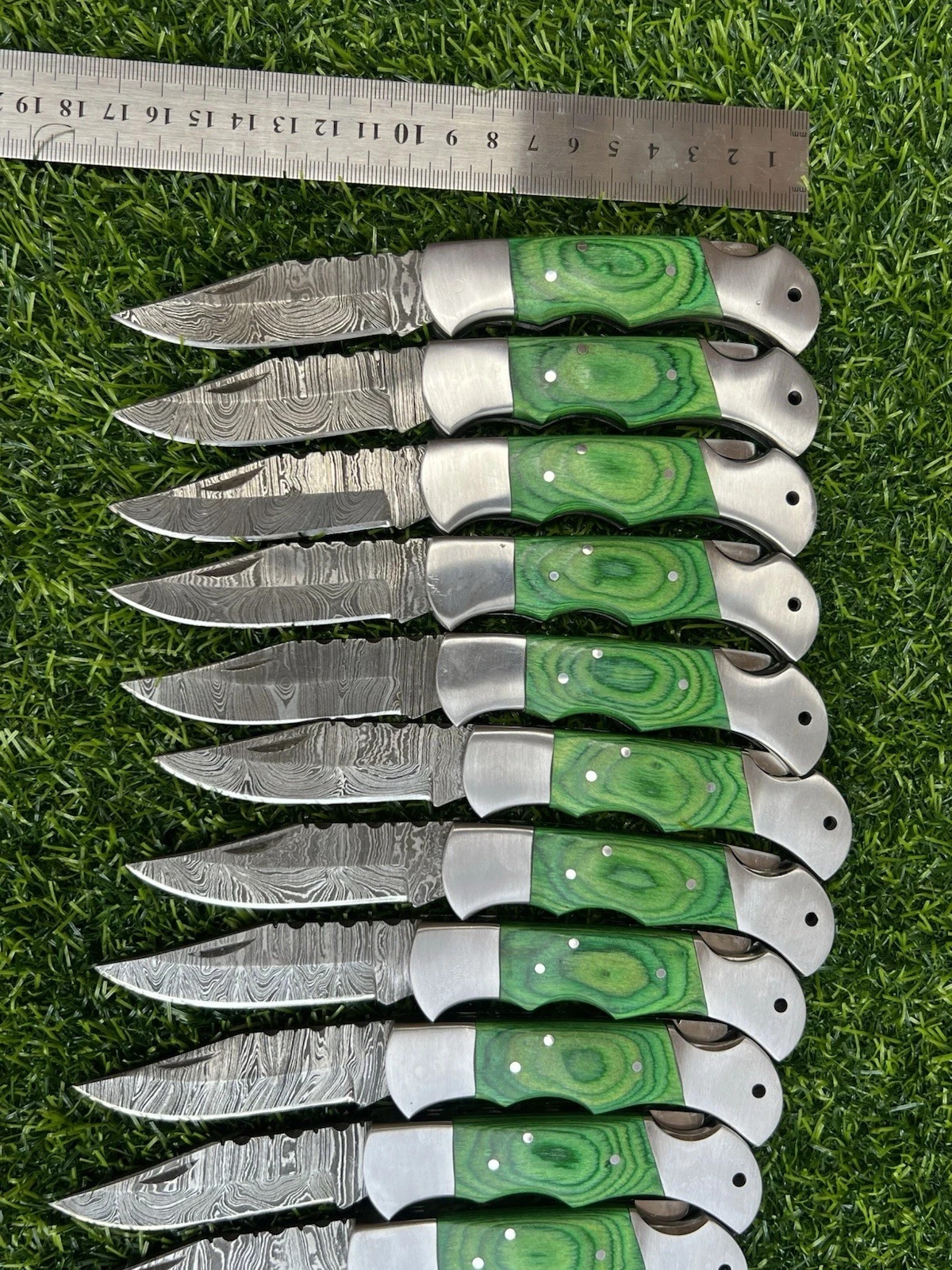 Lot Of 24 Pieces Handcrafted Back Lock Damascus steel Outdoor Folding Knife