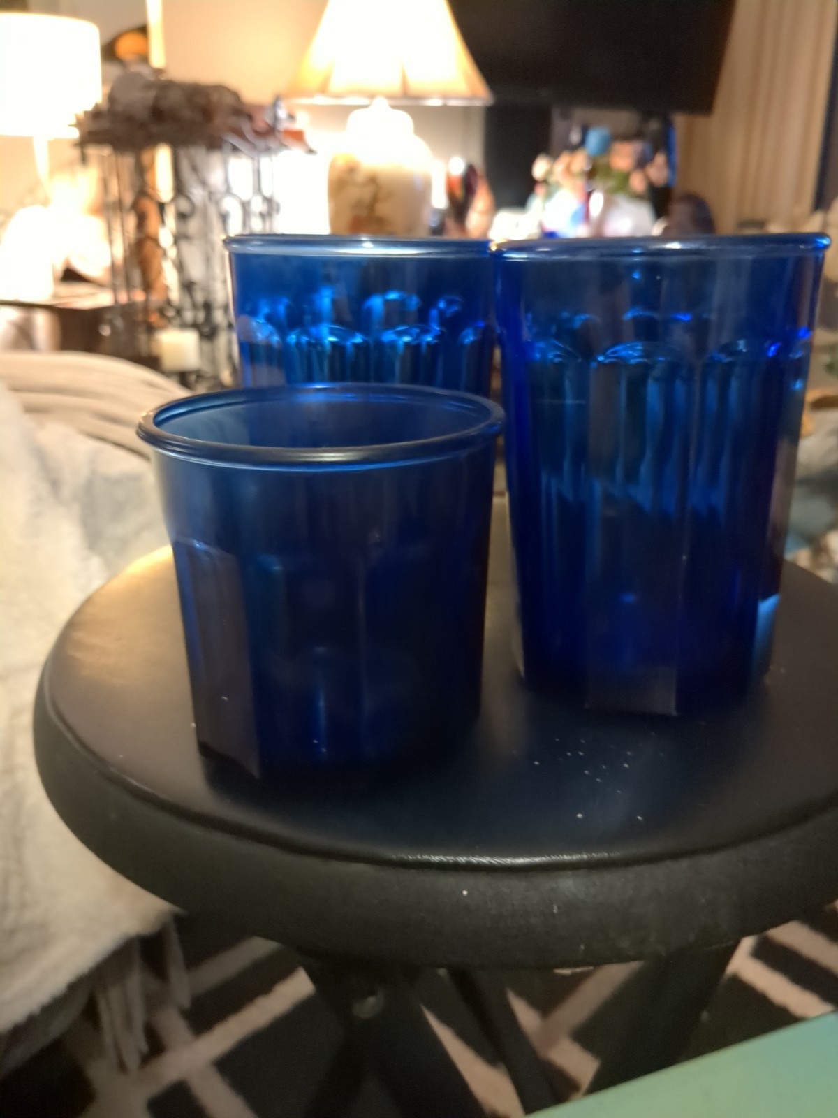 Vtg Luminarc Working Glass Set Of 3Cobalt Blue 3.5\ Vtg Luminarc Working Glass Set Of 3Cobalt Blue 3.5\