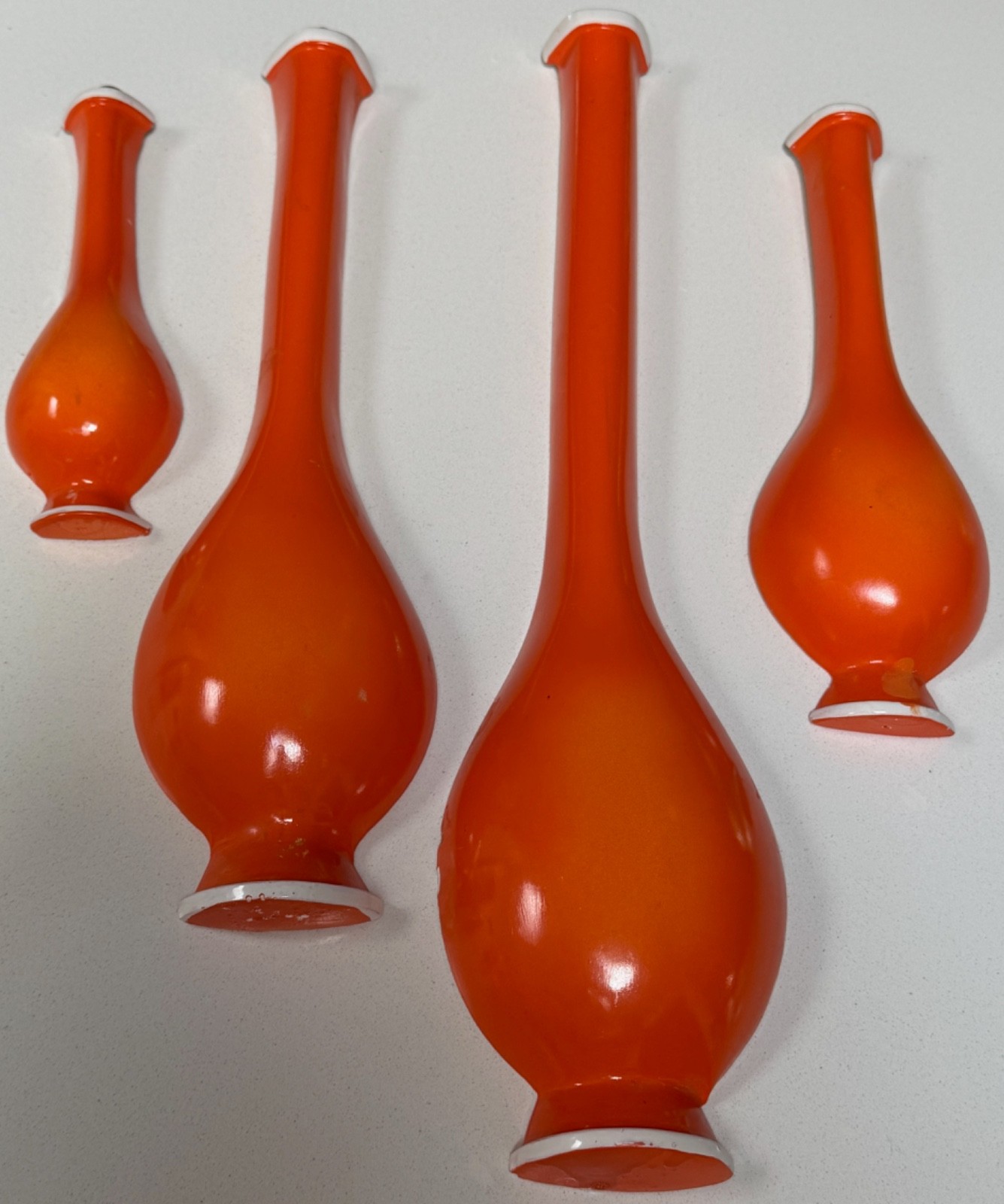 Vintage MCM Orange Bottle Chalkware Set Mid Century Modern Art Wall Hangings 60s