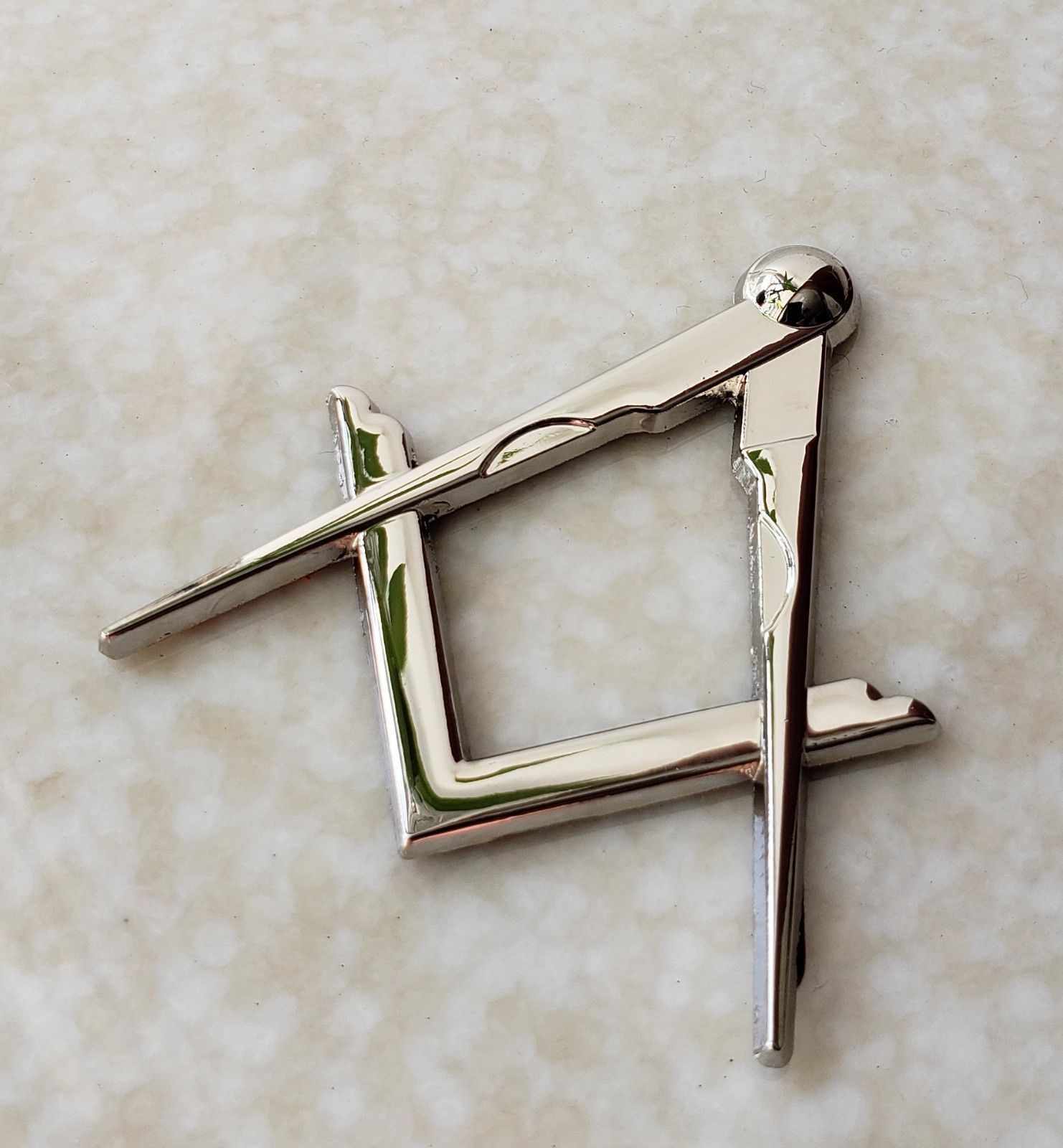 Masonic Master Mason Square & Compass Cut Out Car Auto Emblem Silver DMCE19