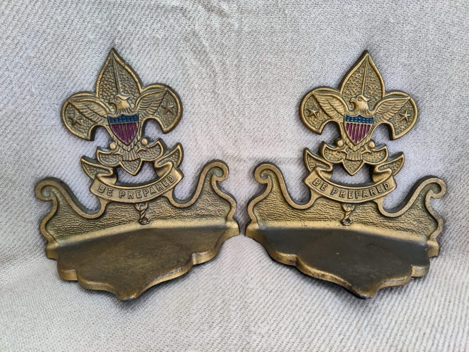 LQQK Vintage Boy Scouts of America Cast Iron Bookends -Be Prepared