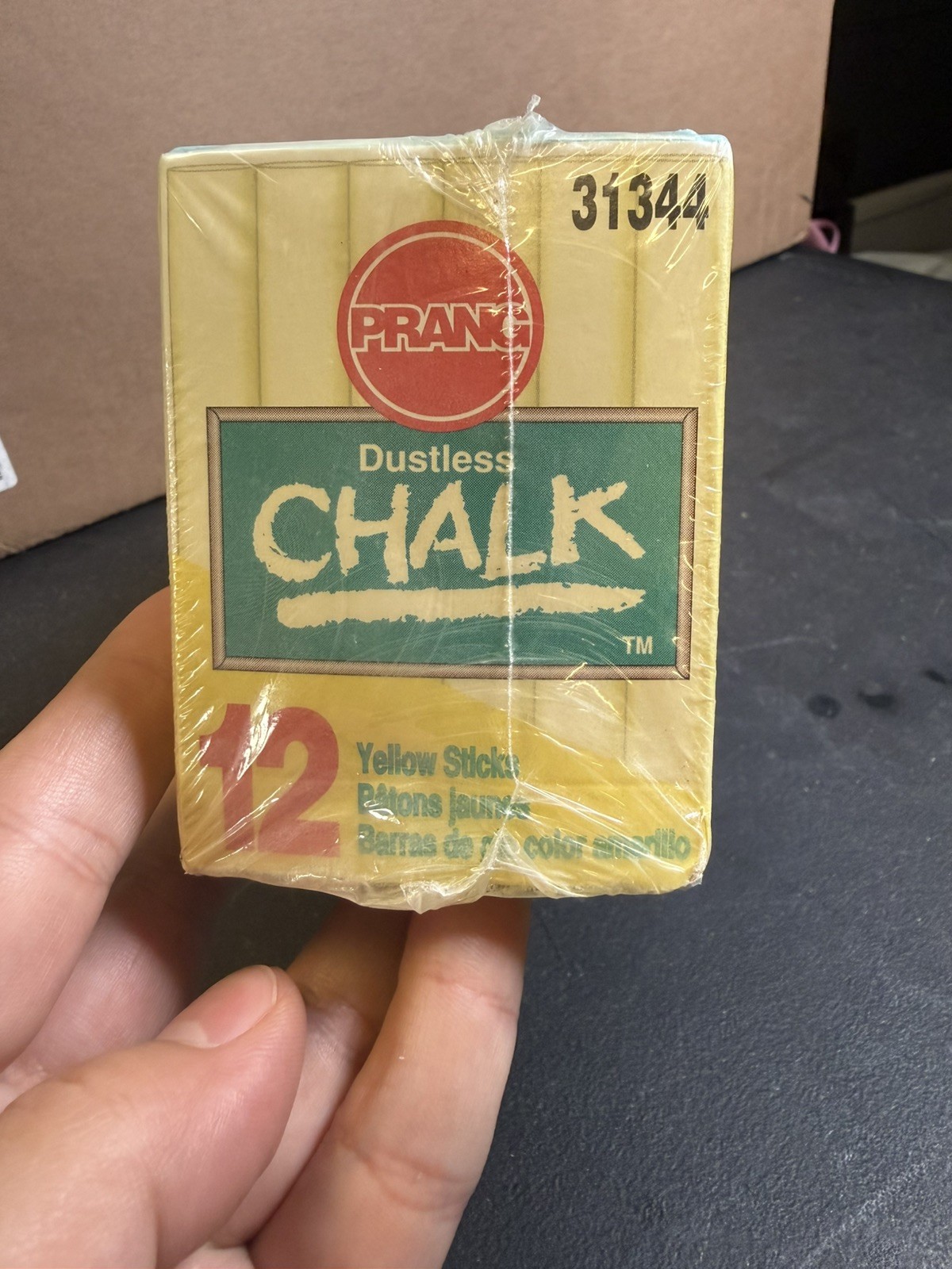 Vintage Prang Hygieia Yellow 31-144Y Dustless Chalk 12 Boxes 144 Total Pcs NOS