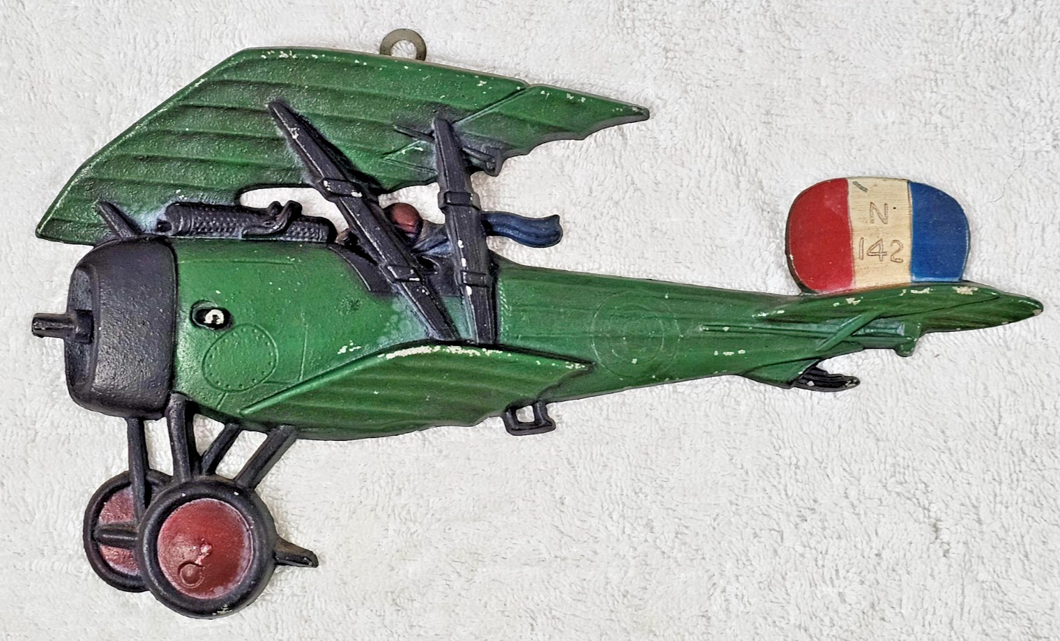 VTG HOMCO Sexton 1975 Cast Metal WWI Biplane Wall Plaque No 142 Vintage Decor