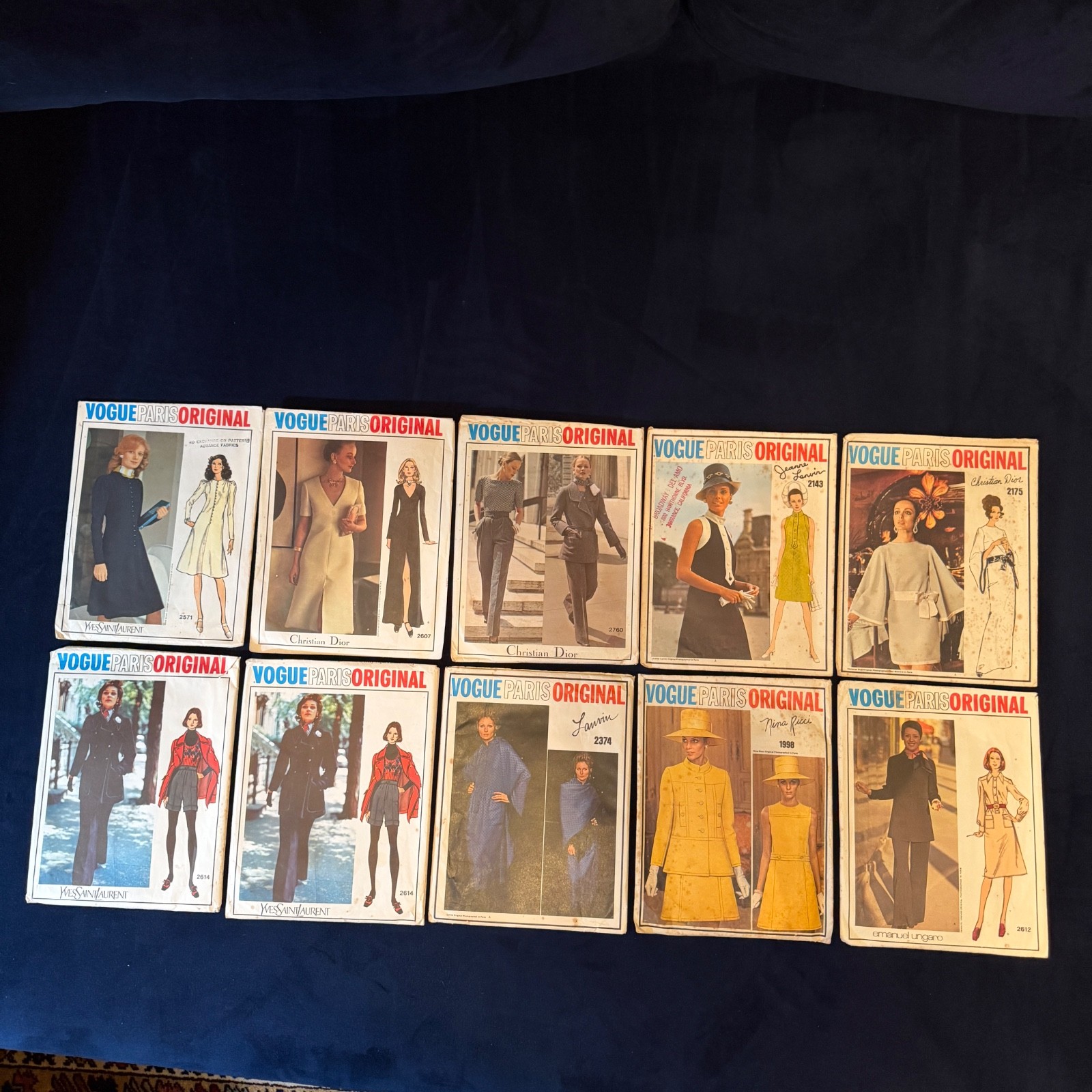 LOT OF 10 VOGUE PARIS ORIGINAL DESIGNER SEWING PATTERNS - 1960s/1970s-Size 10
