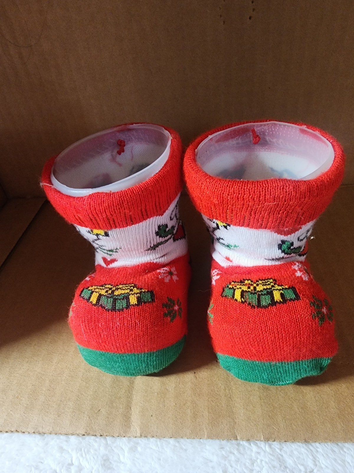 Pair of Handcrafted Repurposed Baby Bootie Christmas Ornaments Pair of Handcrafted Repurposed Baby Bootie Christmas Ornaments