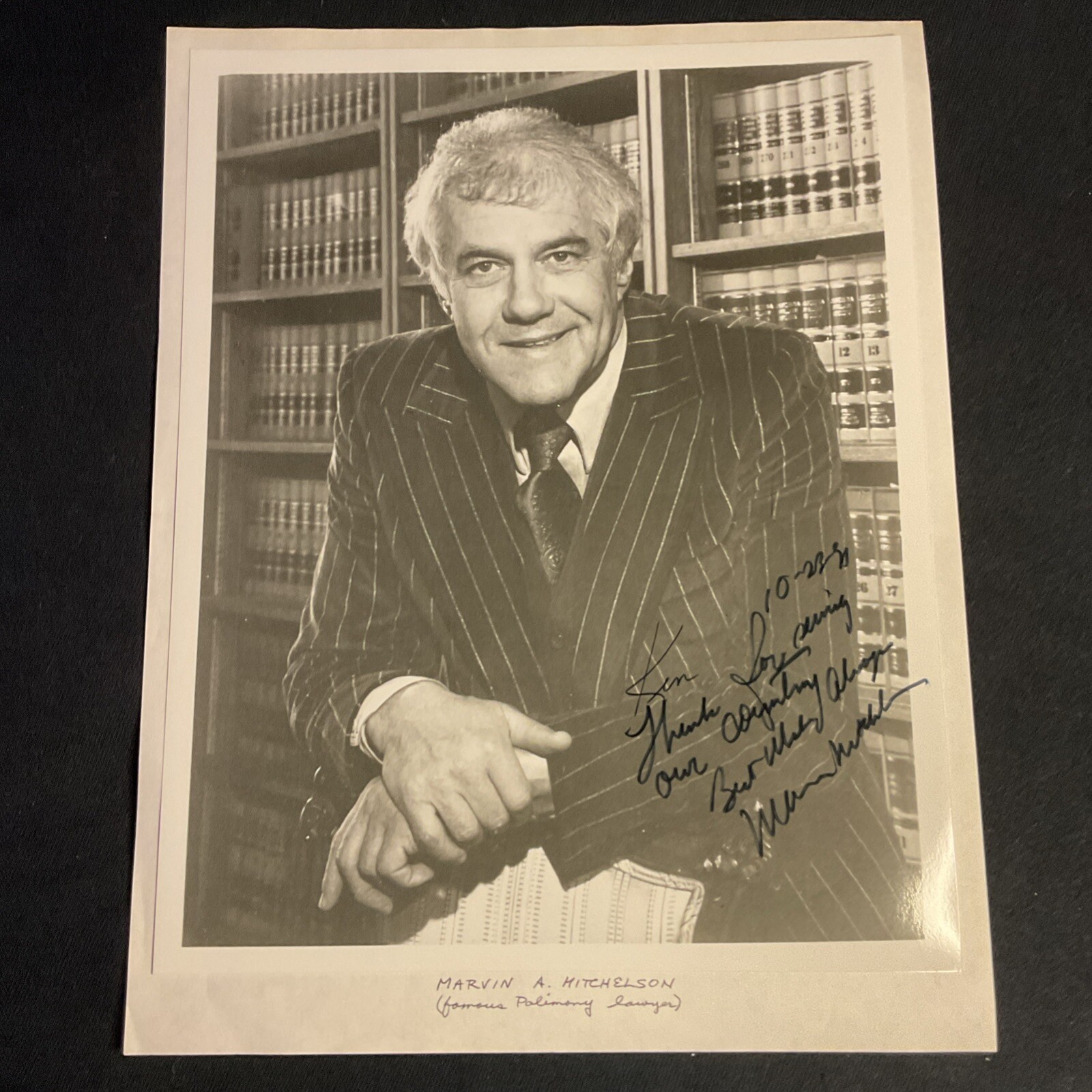 Marvin Mitchelson Lawyer Palimony Autograph Signed 8x10 Photo Inscr To Ken KSK