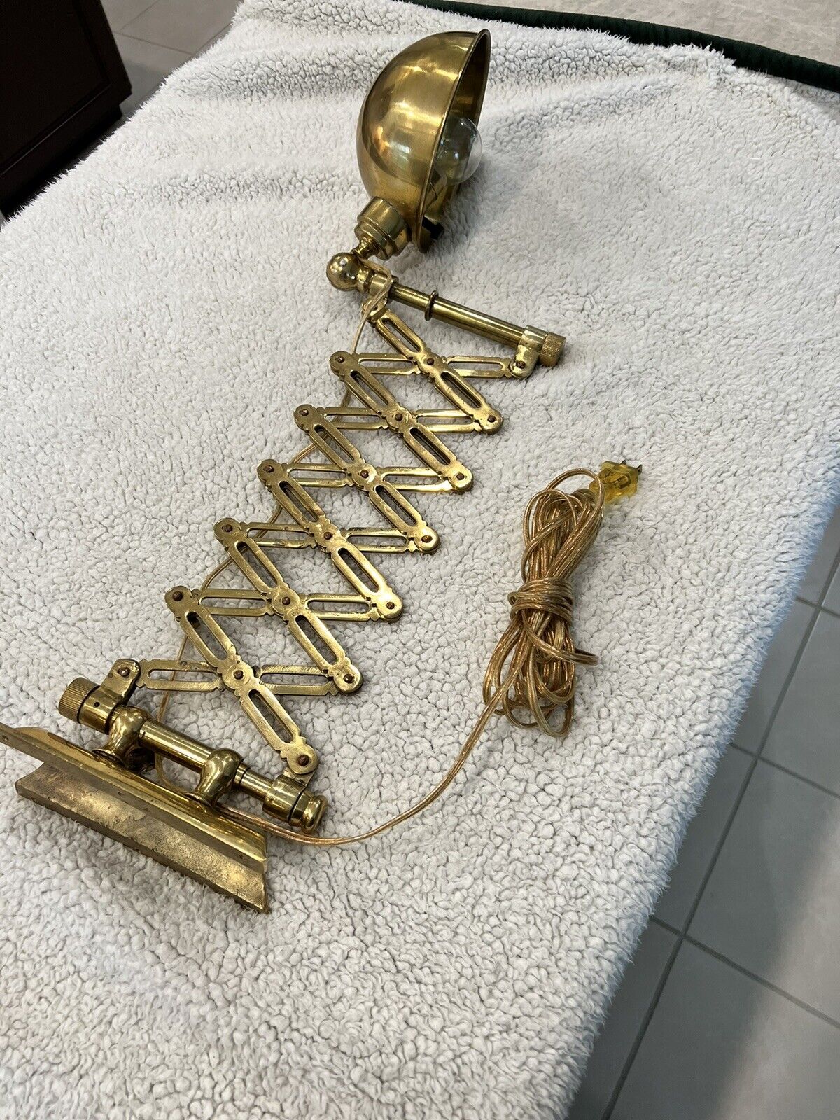 Antique Brass Scissor Desk Lamp Wall Mount