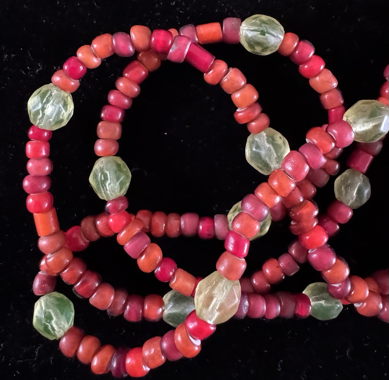Antique Venetian White Heart & Vaseline Trade beads