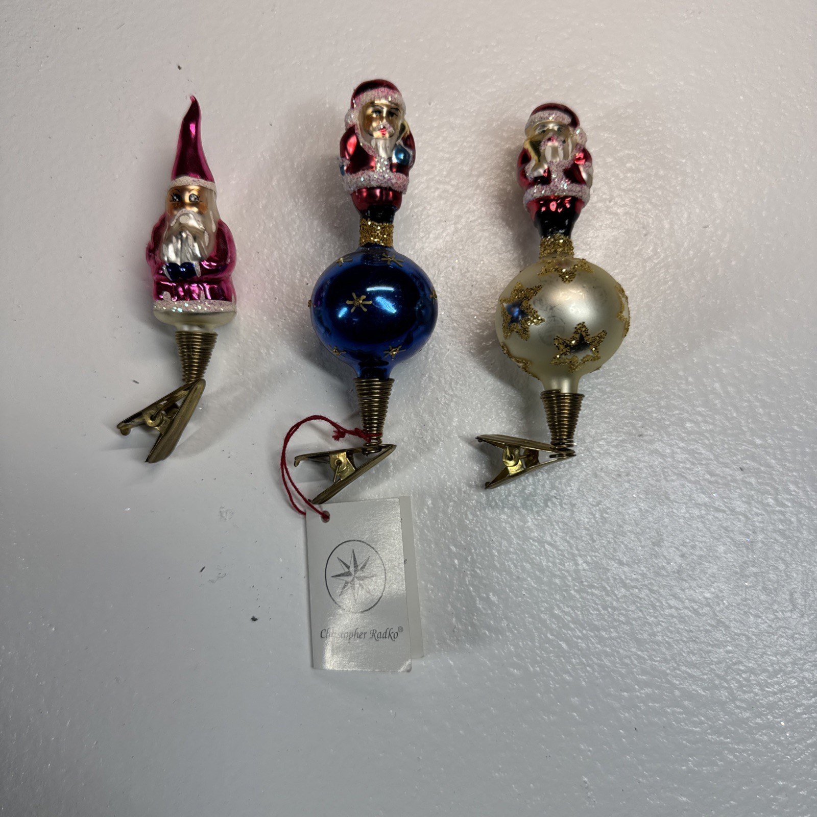 Vintage Christopher Radko Clip Ornament Lot, (3)