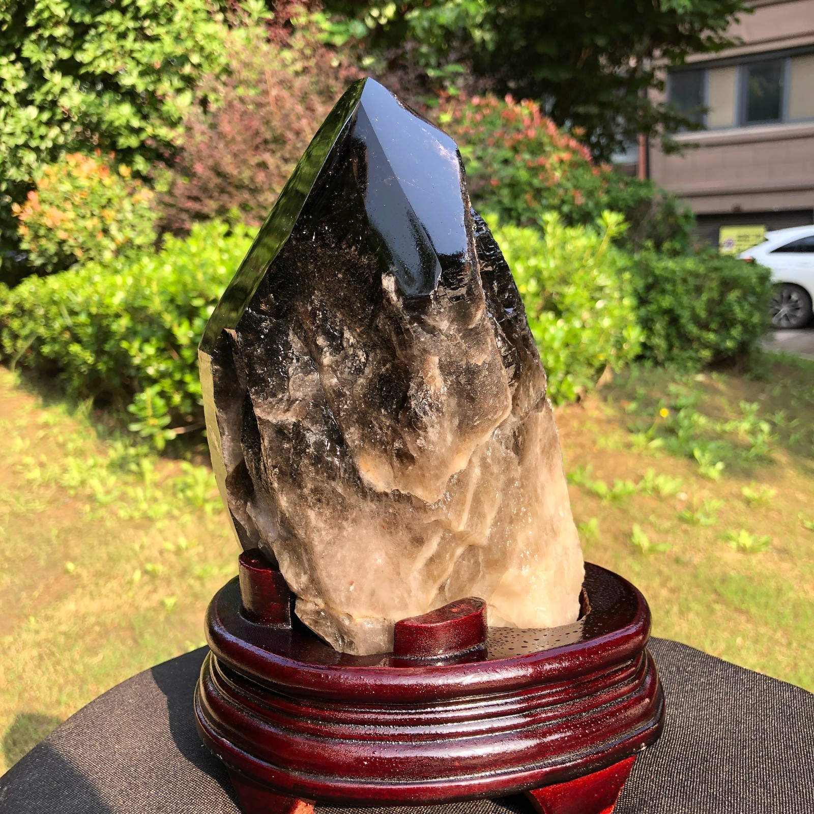 7.37LB Natural Smoky Quartz Crystal Mineral Specimen Reiki Healing+Stand
