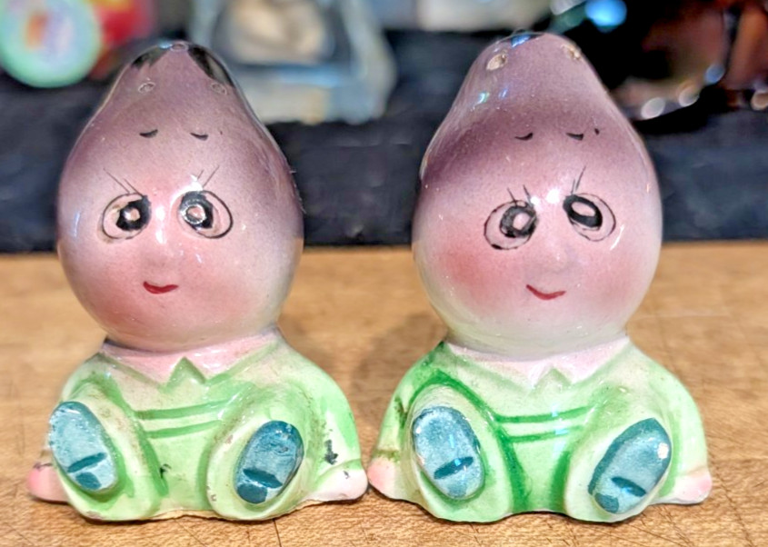 Vintage Anthropomorphic Eggplant Salt & Pepper Shakers