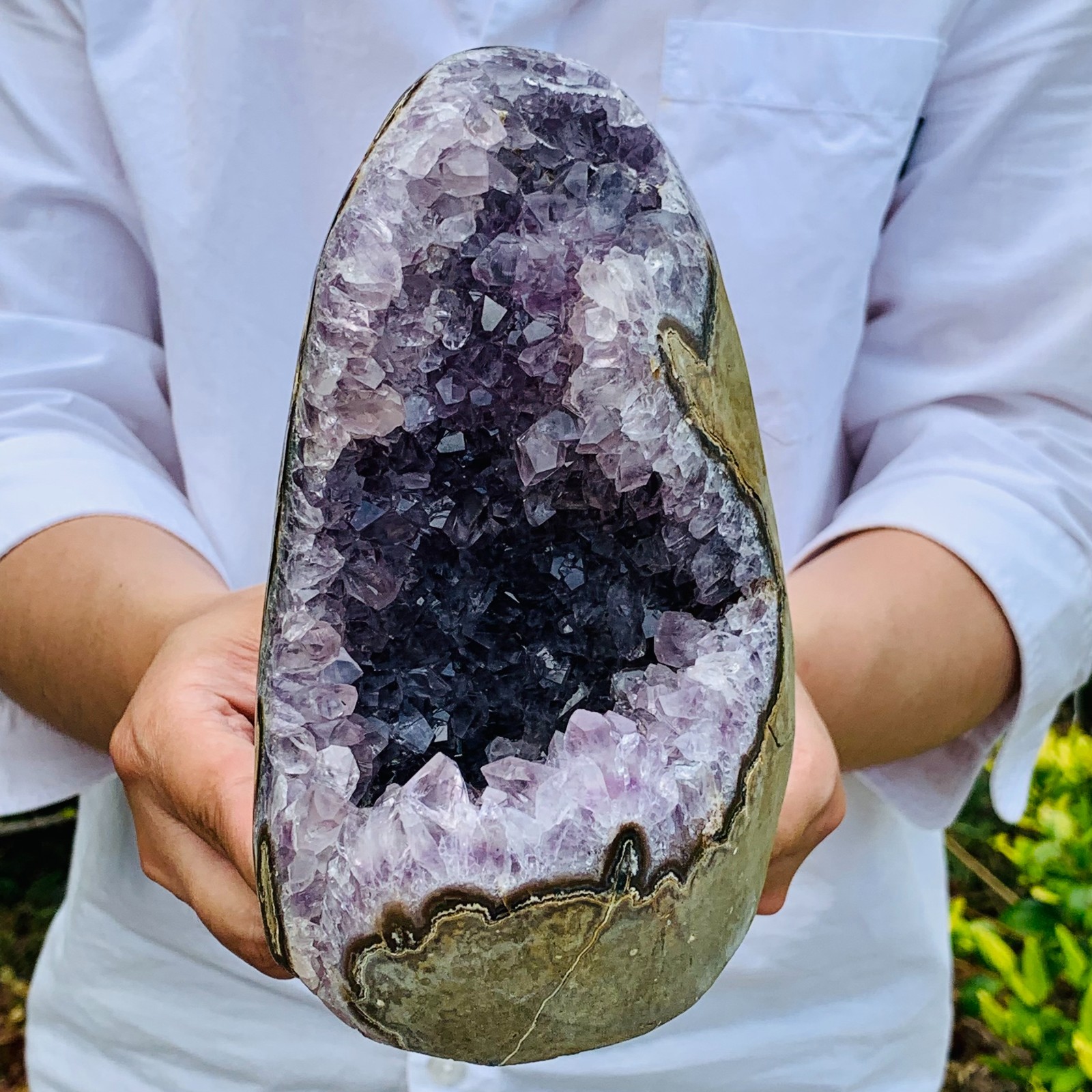 3.96LB Natural Amethyst geode quartz cluster crystal specimen Healing