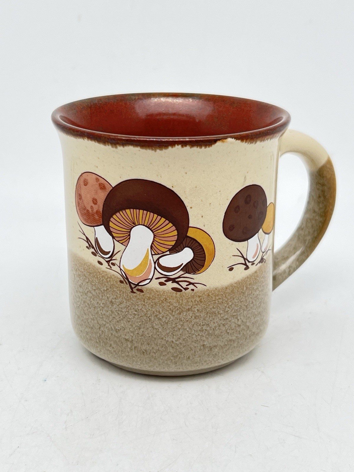 Vintage Otigiri 1970’s Mushrooms Ceramic Coffee Mug Cup Retro MCM Style