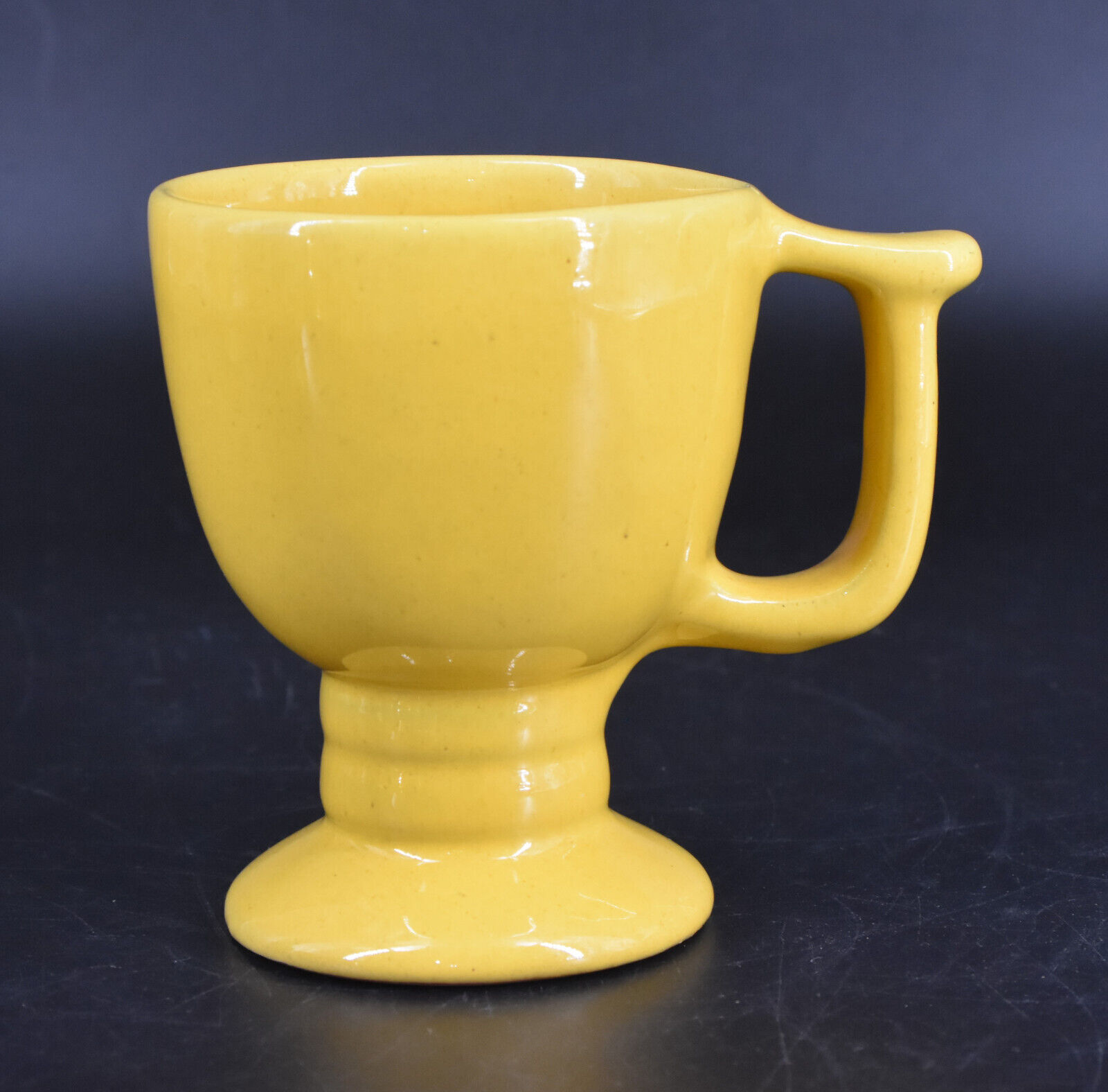 VTG Frankoma Pottery Footed Mug C13 Yellow Glaze Pedestal Base 4\