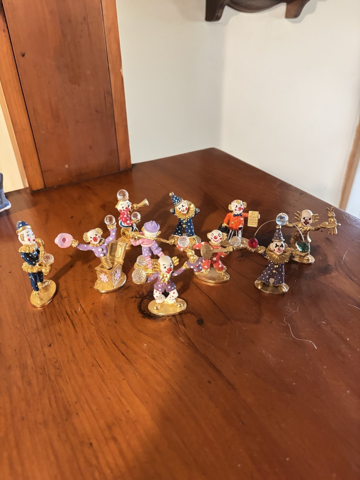 Vintage Spoontiques Pewter Hand-Painted Clown Figurines Lot of 10 1980's