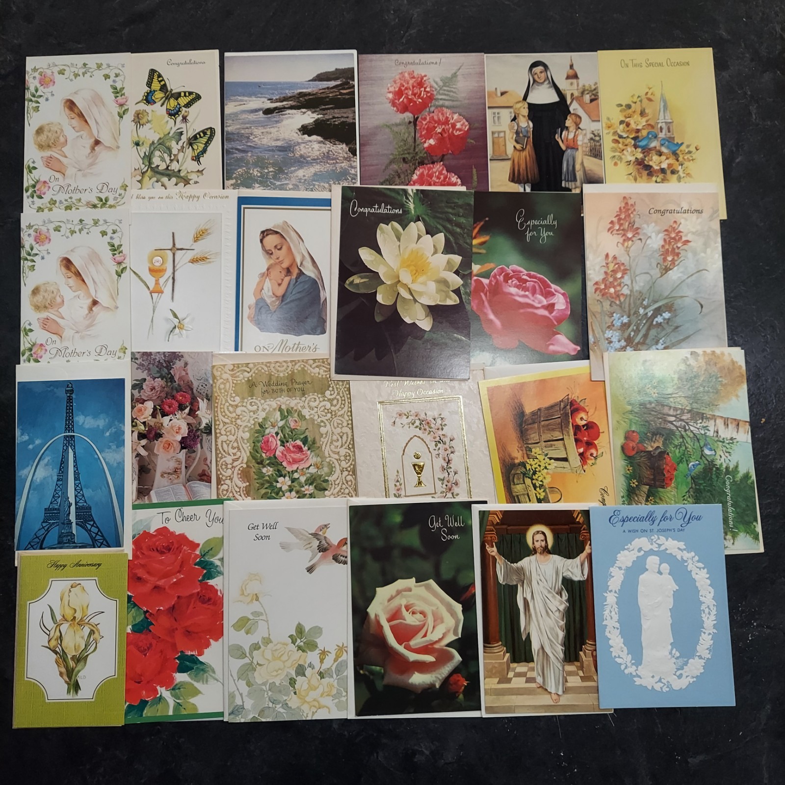 Lot 24 Vintage Greeting & Post Cards Religious Floral Mother\'s Day Unused