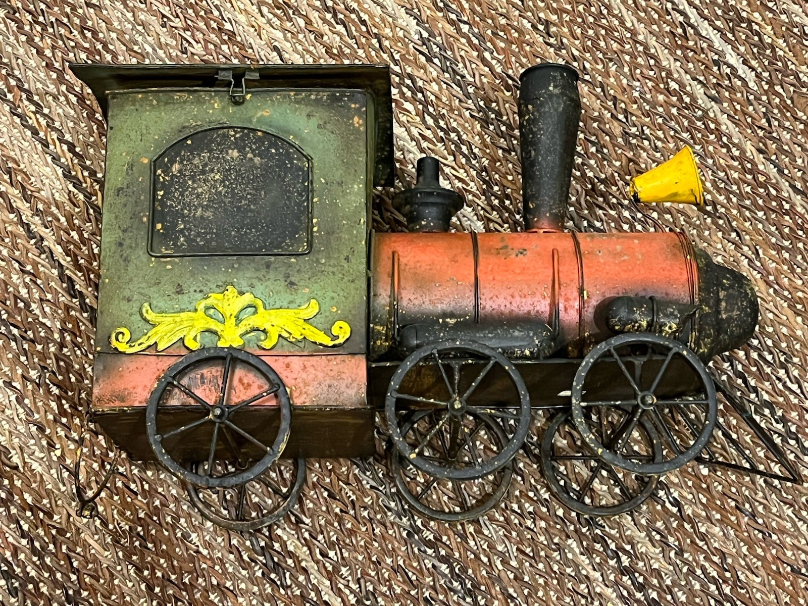 Antique 21” Toy Train Locomotive Engine Hinged Compartment Rare