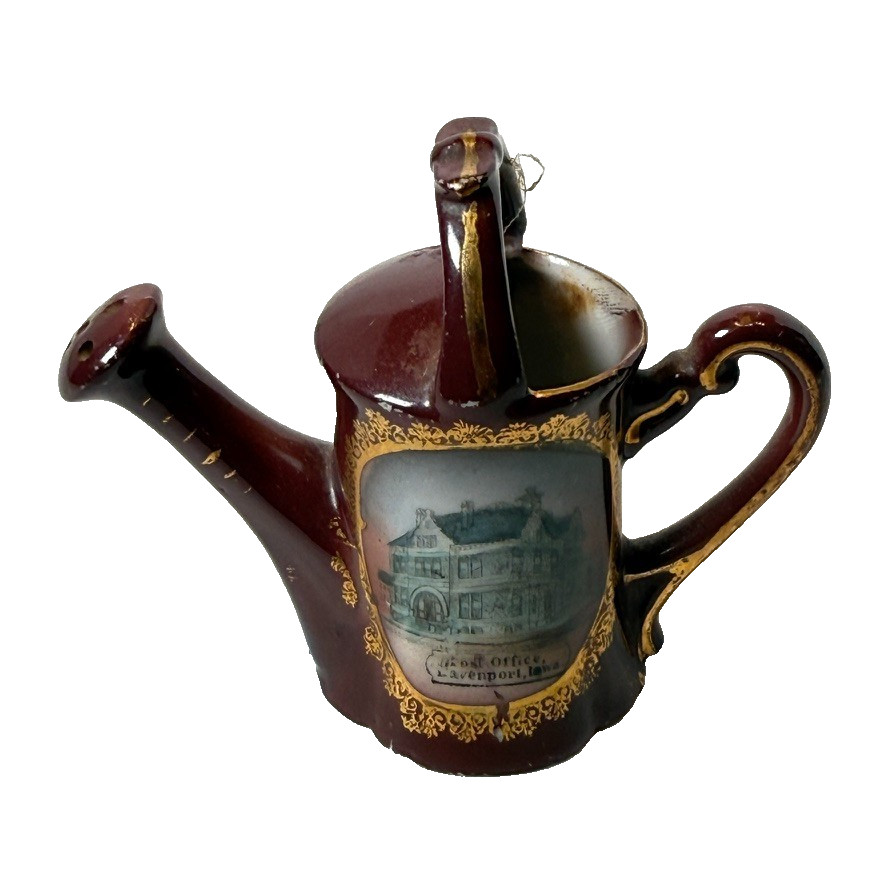 POST OFFICE - DAVENPORT IOWA IA Antique Souvenir China TRINKET TEAPOT