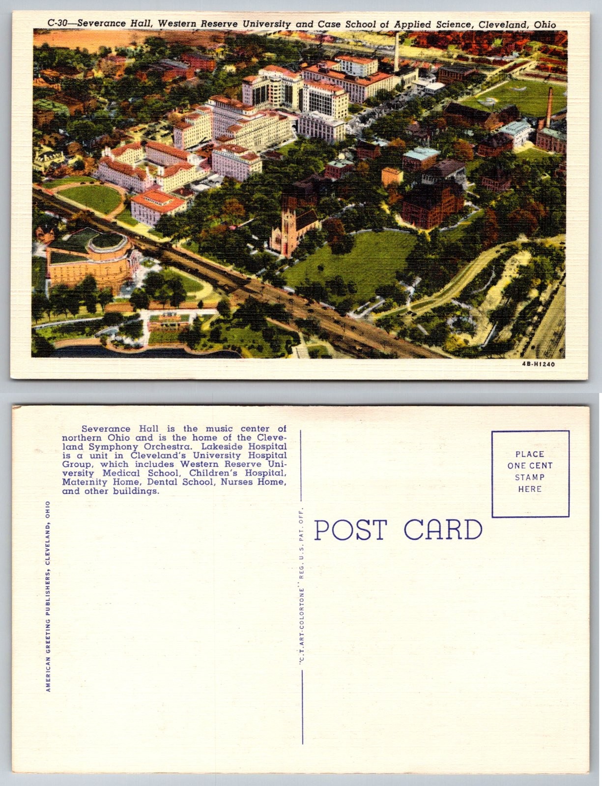 Severance Hall Western Reserve University Case School Cleveland Ohio Postcard