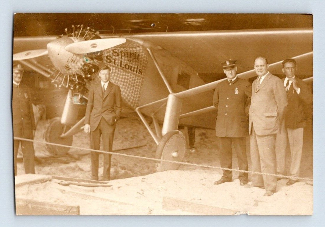 RPPC 1920'S. CHARLES LINDBERGH AIRPLANE (TRIMMED). POSTCARD. GG17