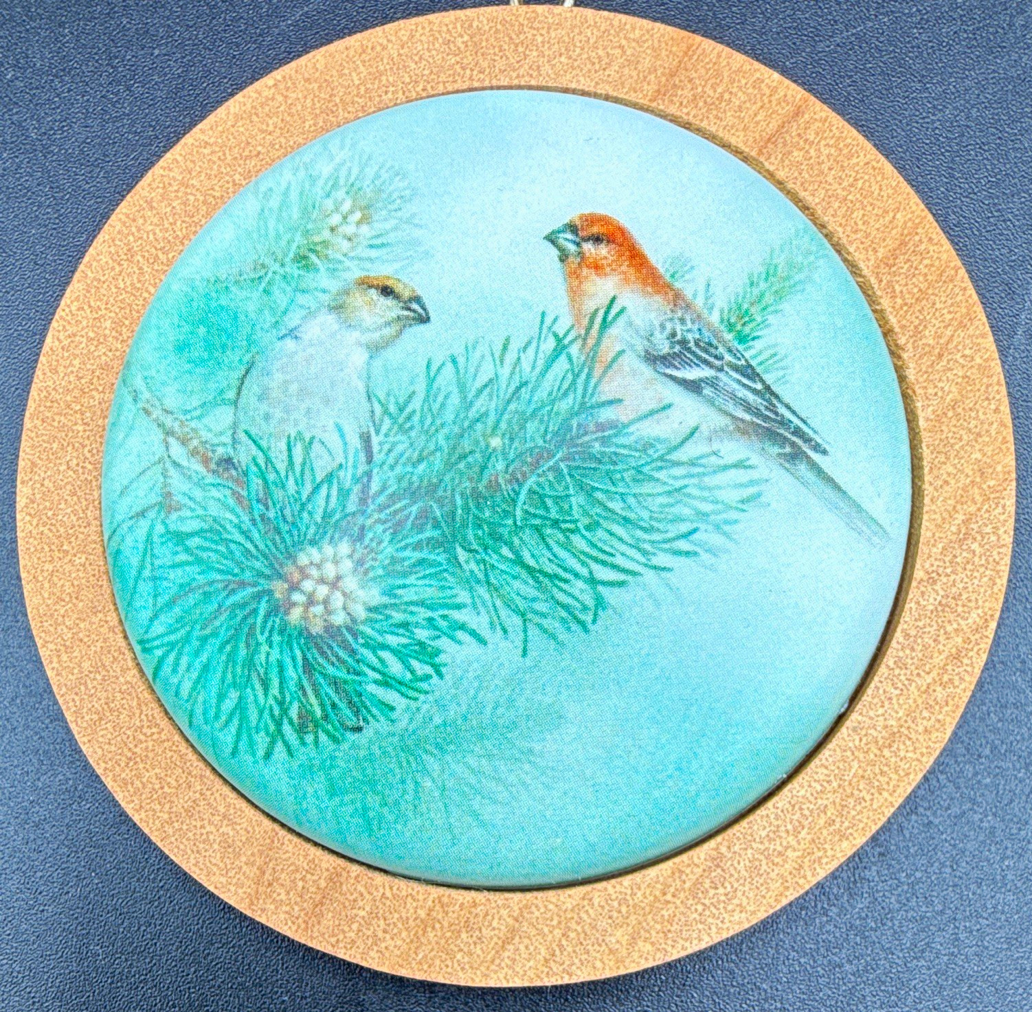Hallmark Purple Finch Wildlife Collection Christmas 1988 Round Hanging Ornament